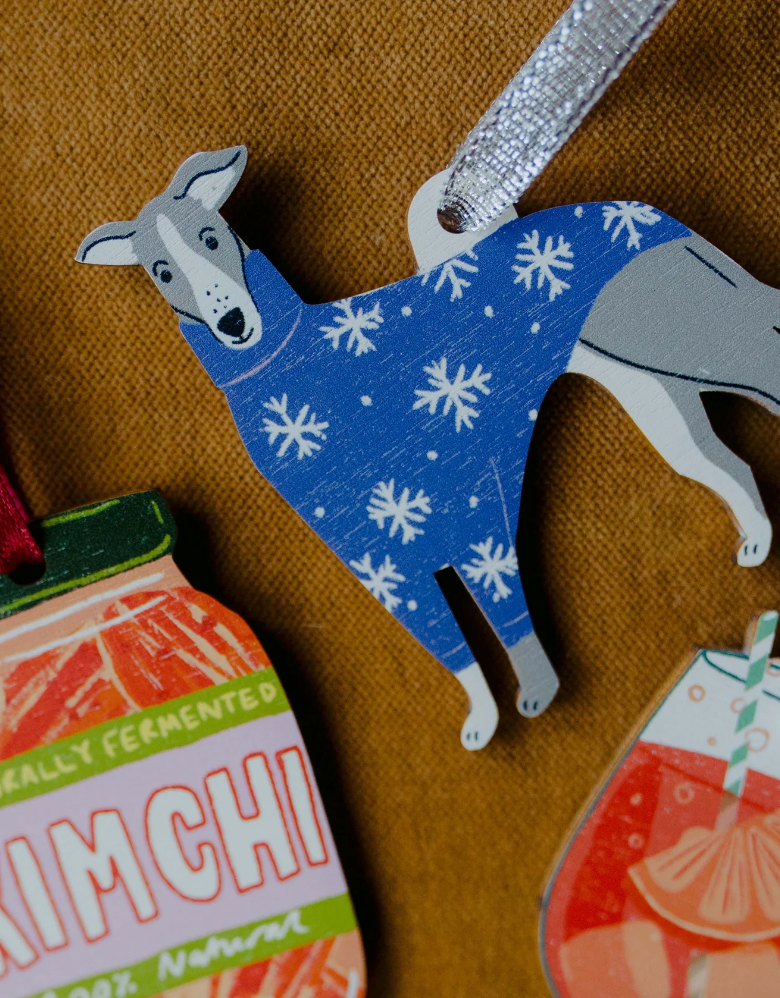 Whippet Dog - Wooden Tree Decoration