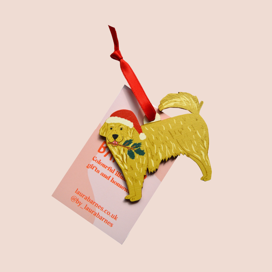 Golden Retreiver - Wooden Christmas Decoration