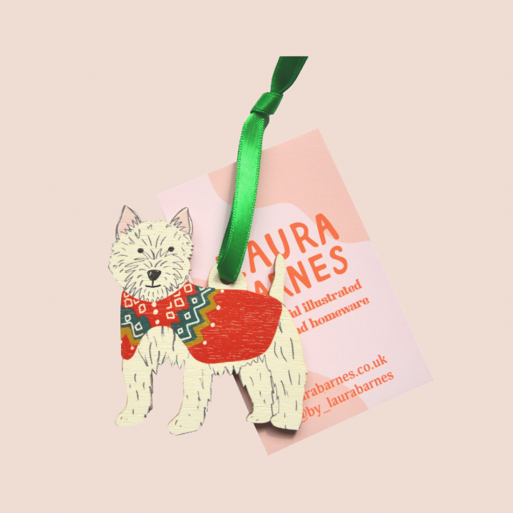 Westie Dog - Wooden Tree Decoration