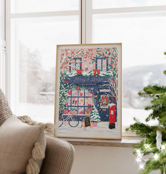 Merry & Bright Gift Boutique A3 Print