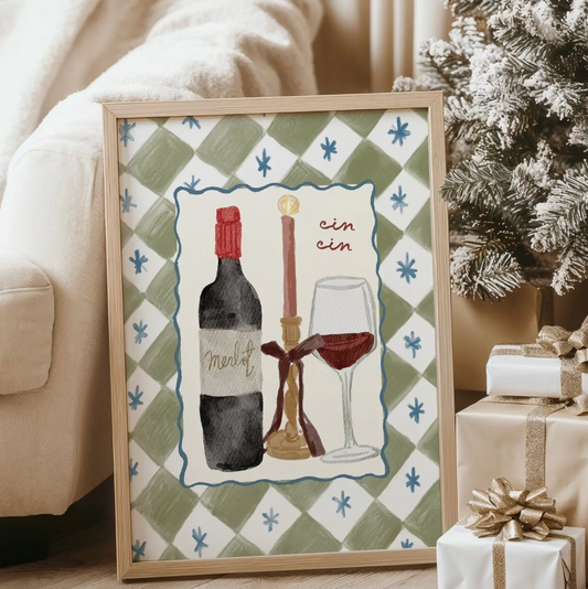 Merlot Cin Cin Festive A4 Print