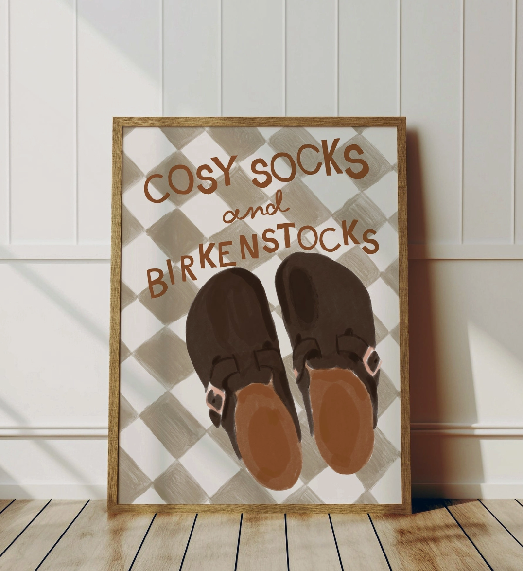 Cosy Socks & Birkenstocks A3 Print