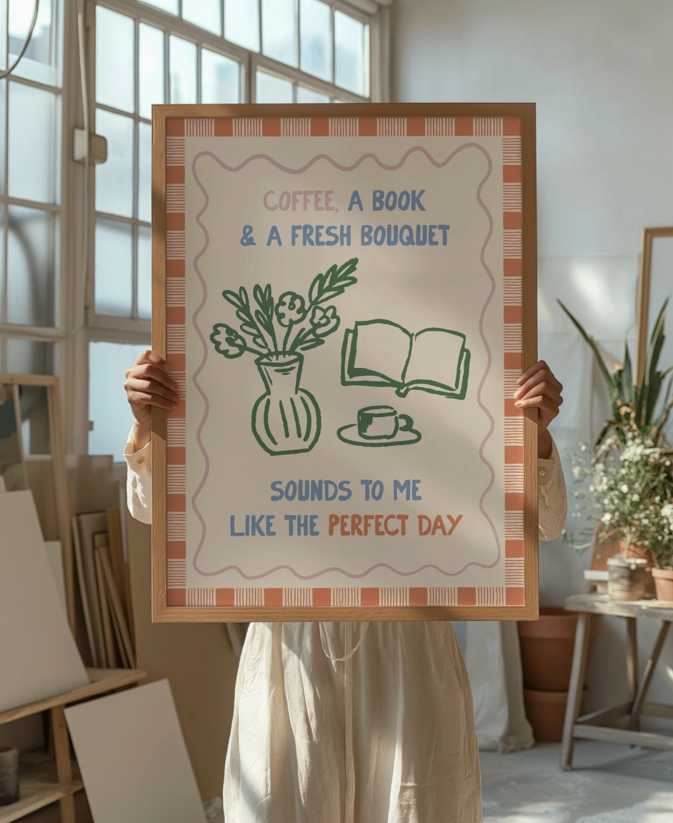 Books & Flowers A4 Print