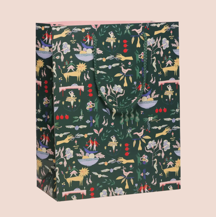 Emerald Christmas Pattern Large Gift Bag