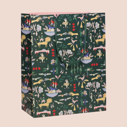 Emerald Christmas Pattern Large Gift Bag