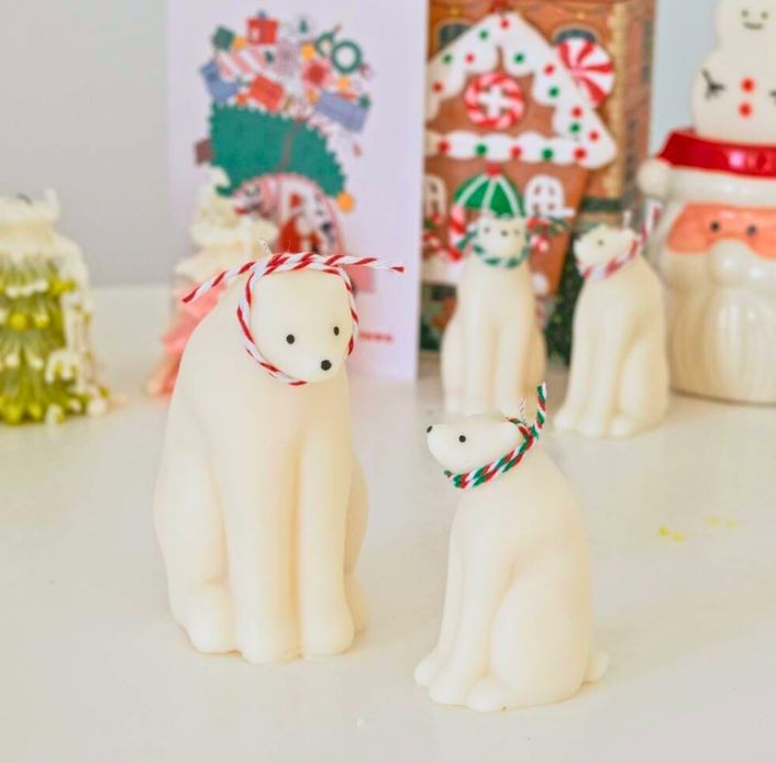 Handmade Christmas Polar Bear Candle