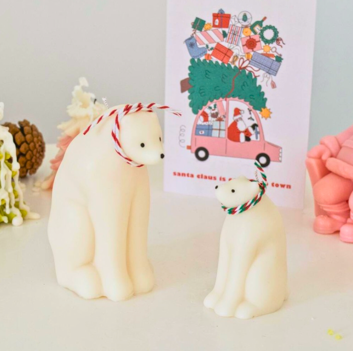 Handmade Christmas Polar Bear Candle