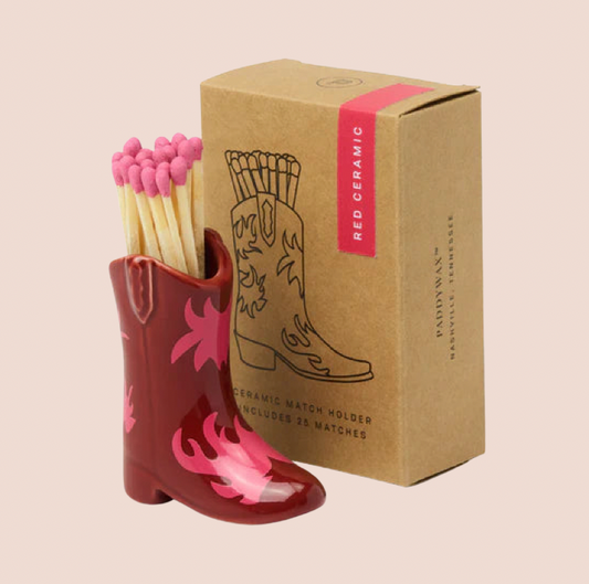 Nashville Ceramic Boot Match Holder – Western Boot Matchbox & 25 Matches