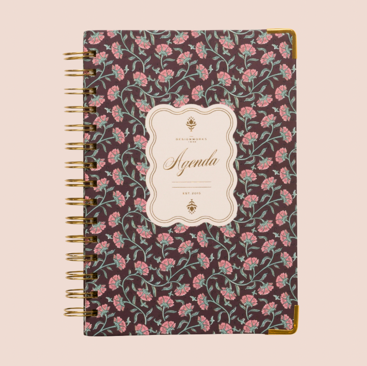 Burgundy Vintage Floral Perpetual Planner