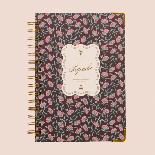 Burgundy Vintage Floral Perpetual Planner