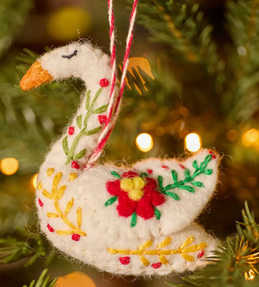 Swan Handmade Wool Tree Decoration