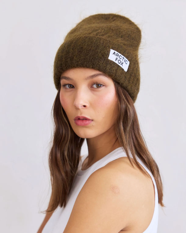 The Mohair Beanie - Khaki Green