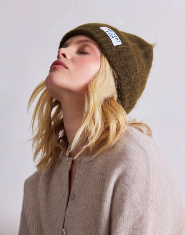 The Mohair Beanie - Khaki Green