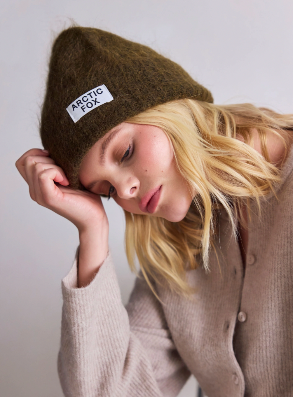 The Mohair Beanie - Khaki Green