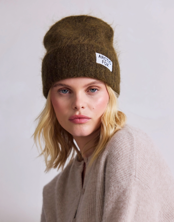 The Mohair Beanie - Khaki Green