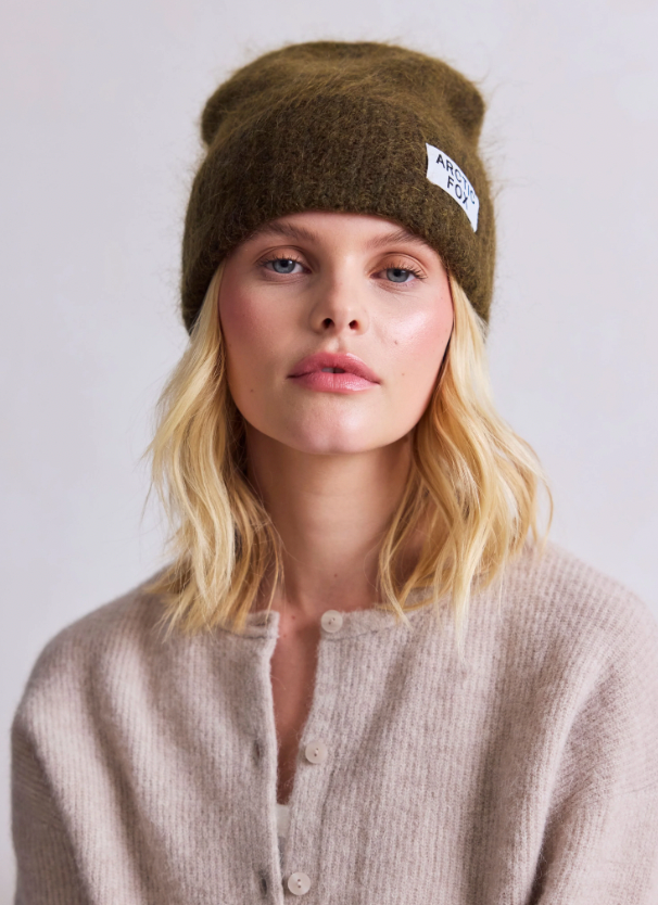 The Mohair Beanie - Khaki Green