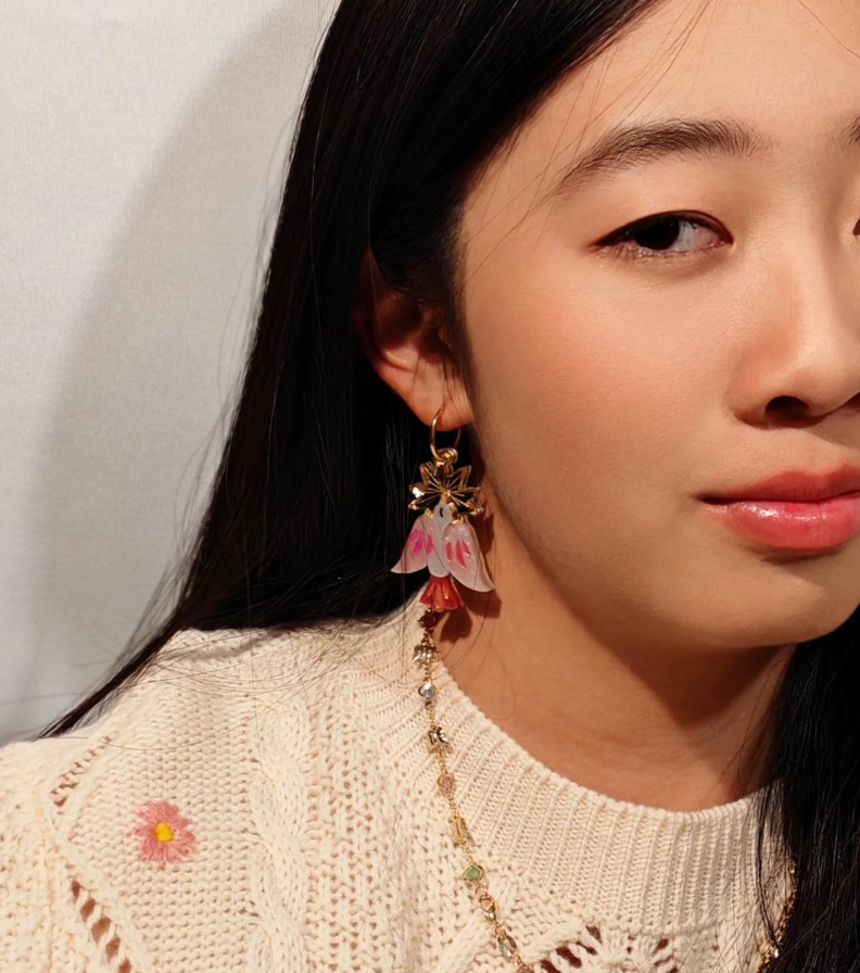 Pink Songbird Festive Handmade Earrings