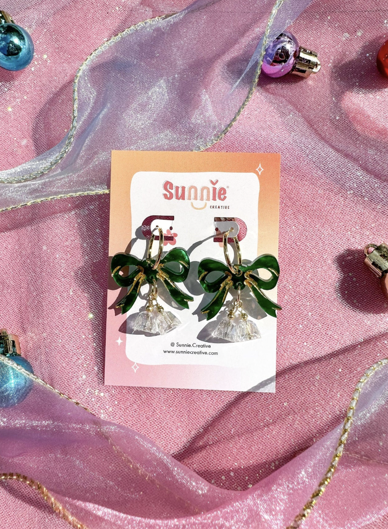 Emerald Bow Handmade Earrings