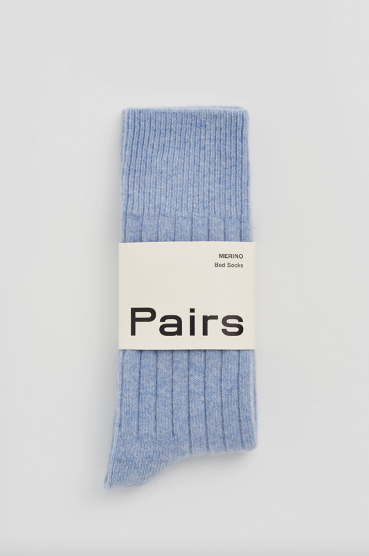 Merino Bed Socks in Morning Blue
