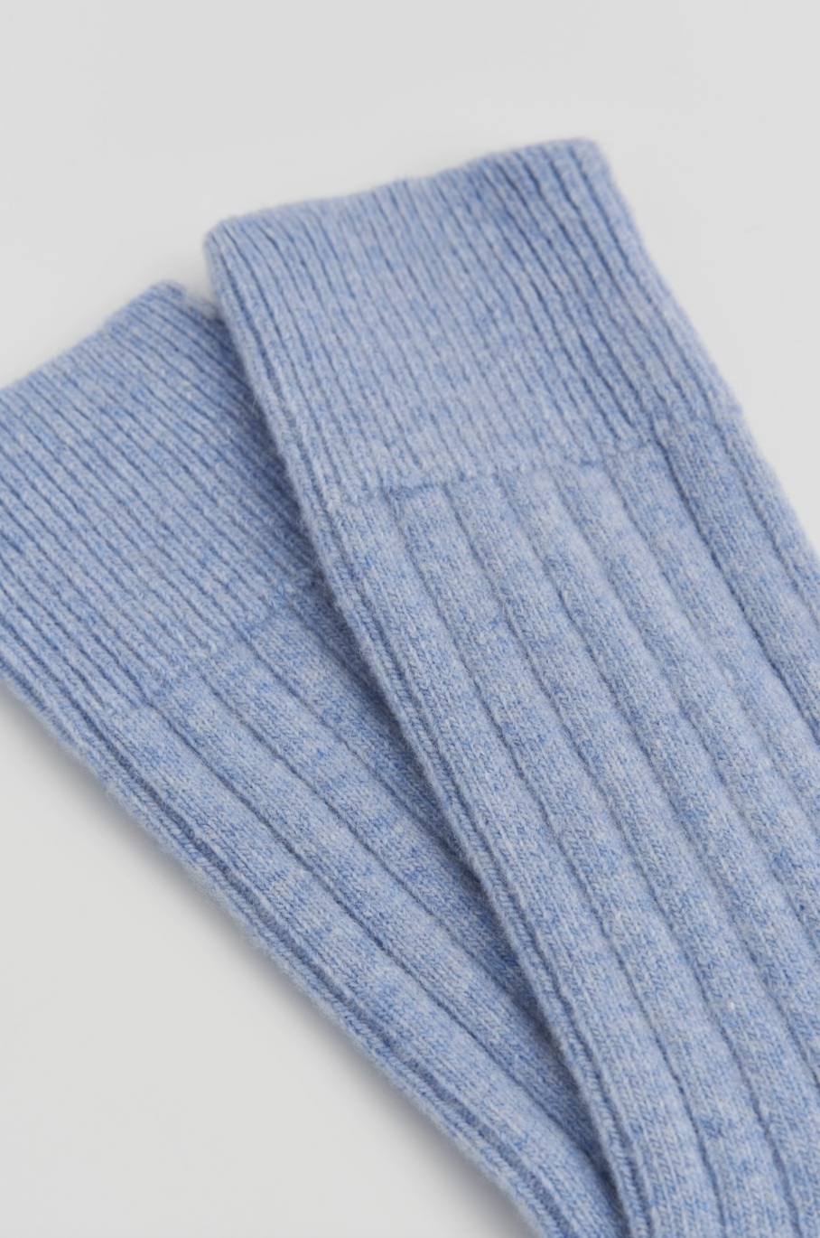 Merino Bed Socks in Morning Blue