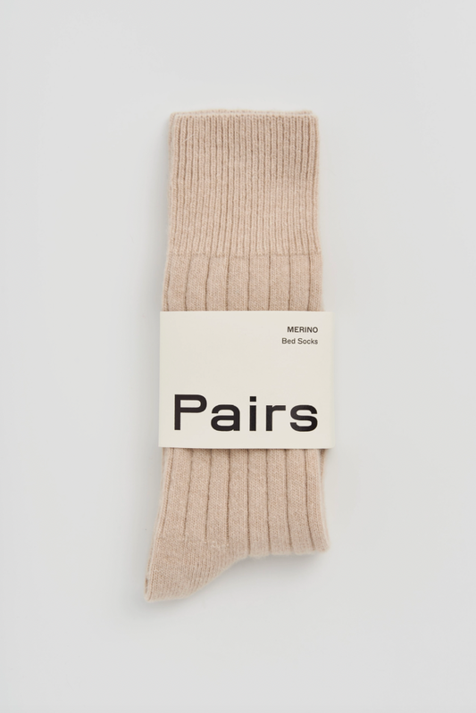 Merino Bed Socks in Milky Tea Beige
