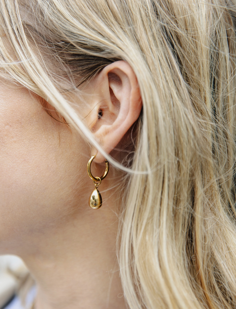 Gold Drop Hoop Earrings