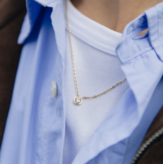 Gold Dainty Stone Necklace
