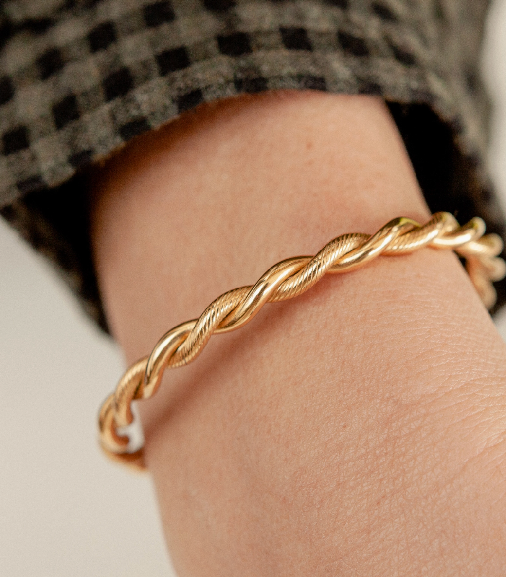 Gold Twist Cuff Bangle