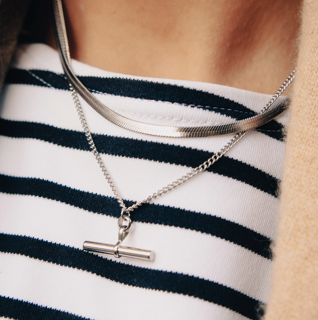 Silver T-Bar Chain Necklace