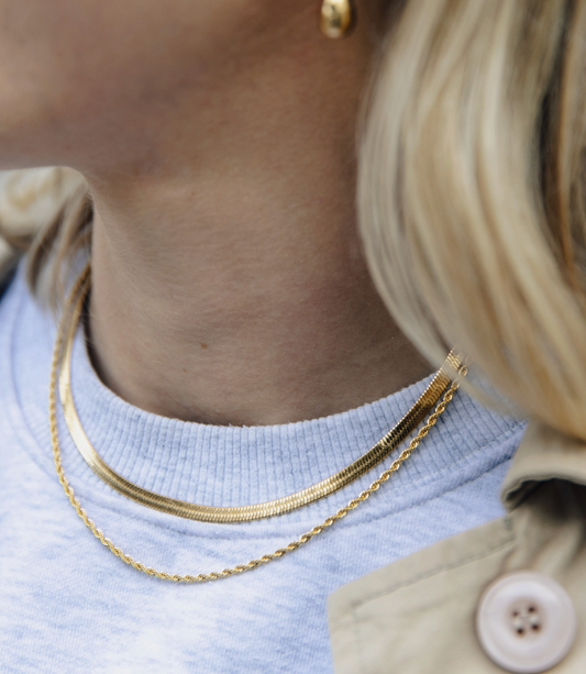 Gold Double Layered Chains Necklace