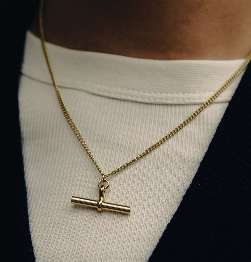 Gold T-Bar Chain Necklace