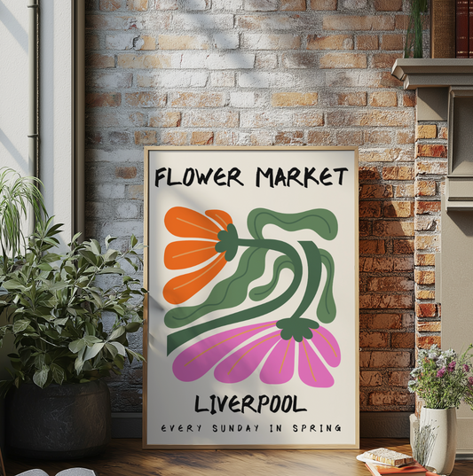 Flower Market Liverpool A4 Wall Art Print