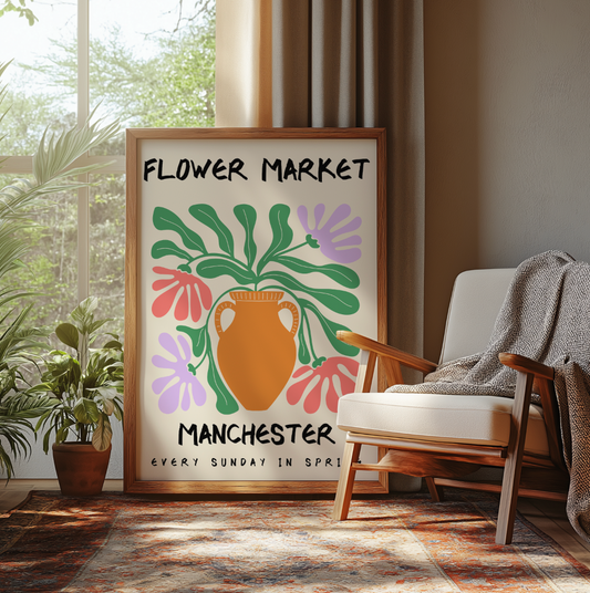 Flower Market Manchester A4 Wall Art Print
