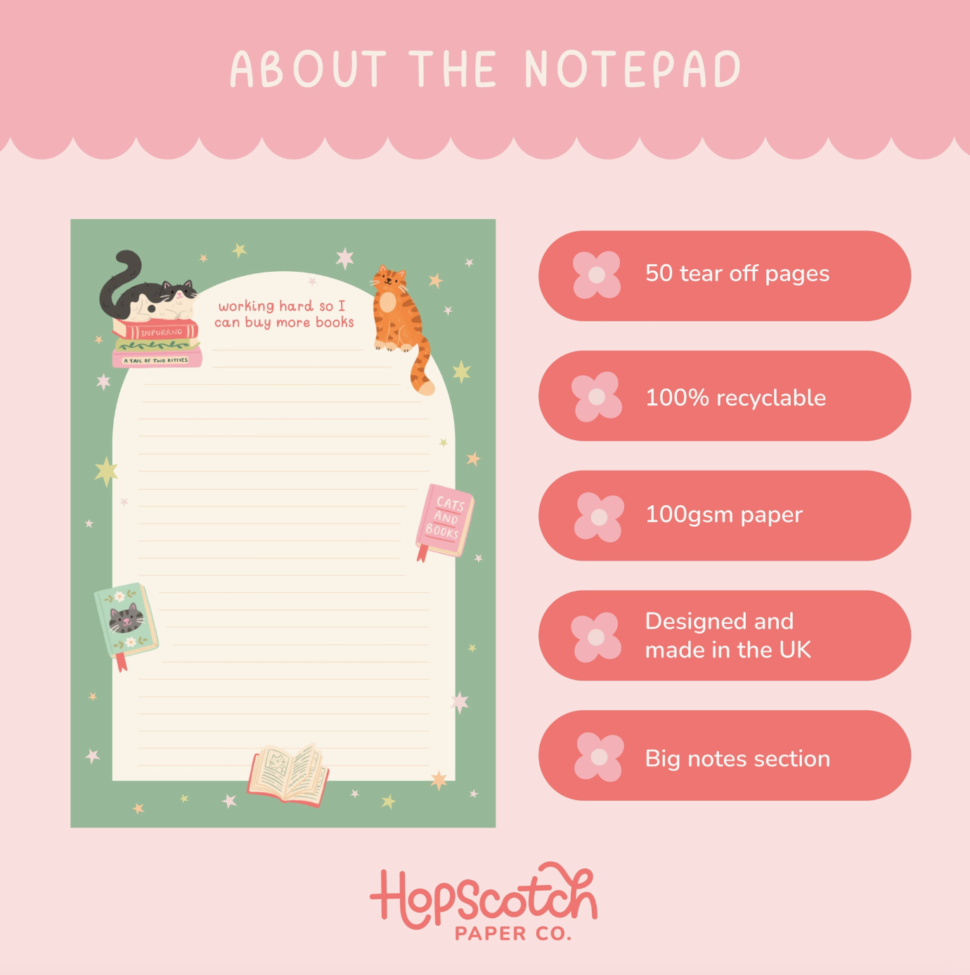 Cats & Books Notepad