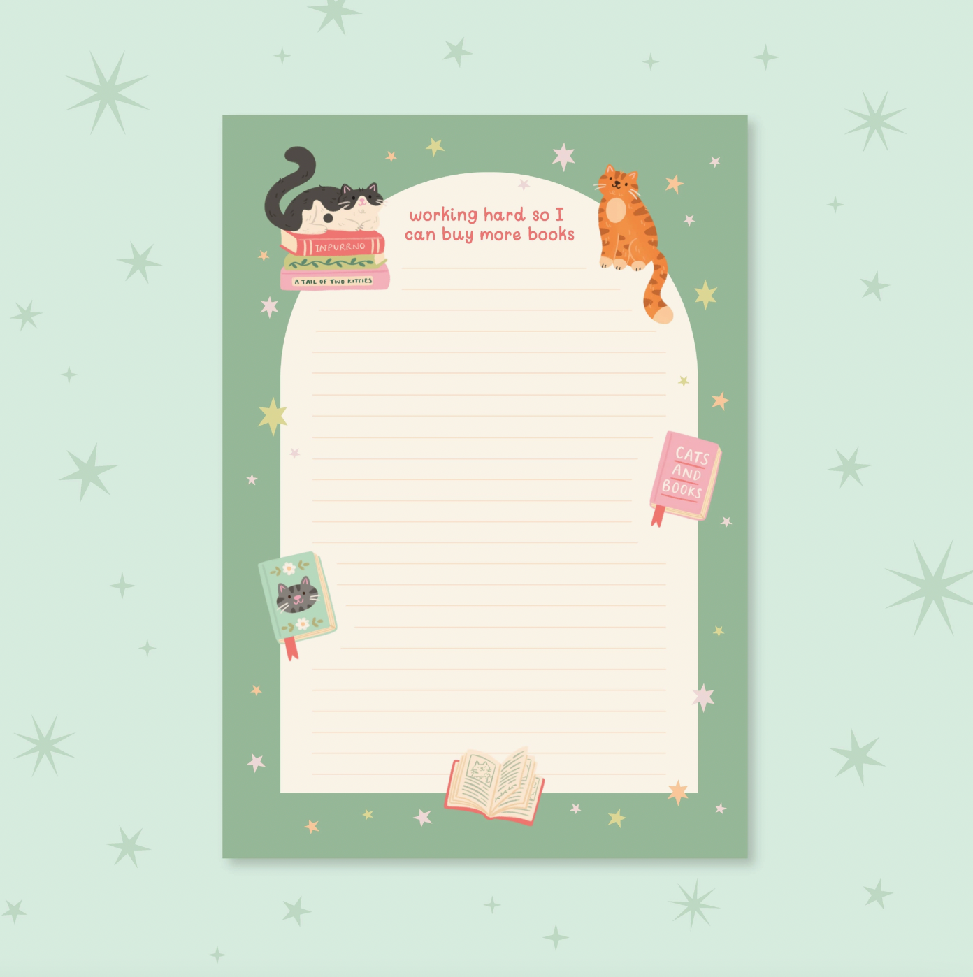 Cats & Books Notepad