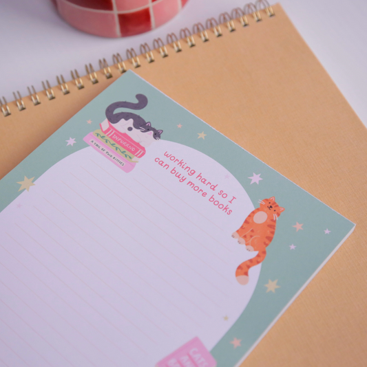 Cats & Books Illustrated Lined Notepad