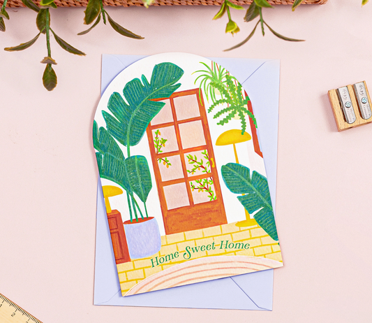 New Home Palm Plants Greetings Card