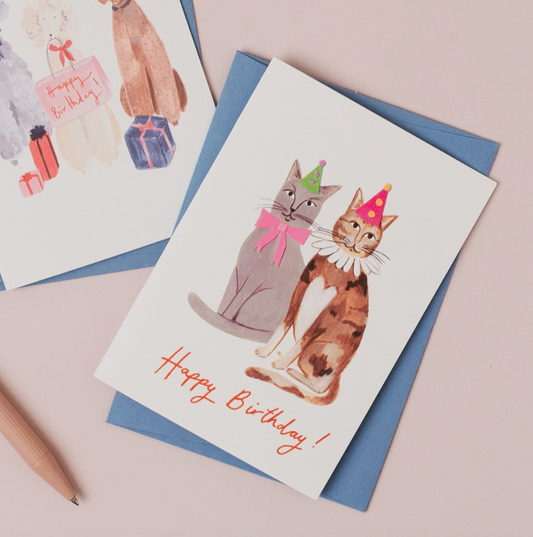 Cats In Party Hats Birthday Card