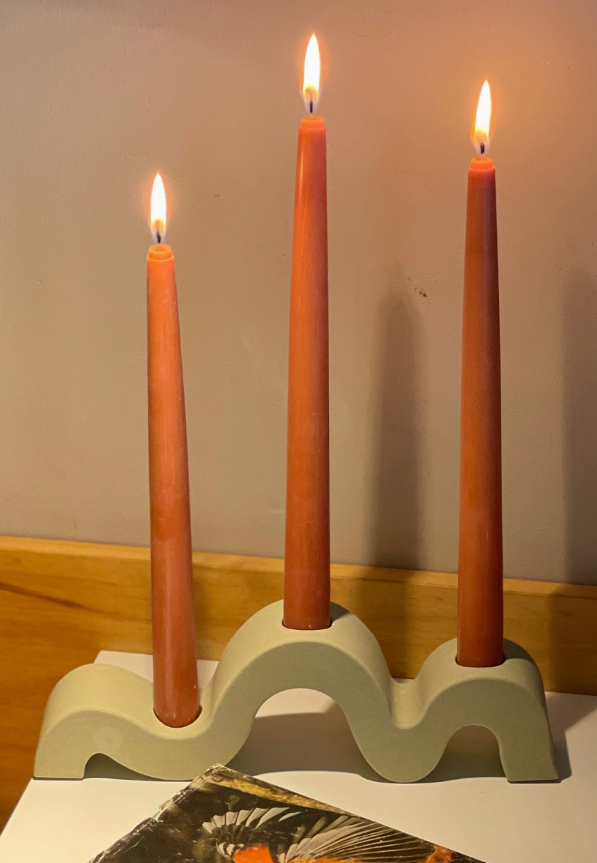 Handmade Wavy Green Candle Holder