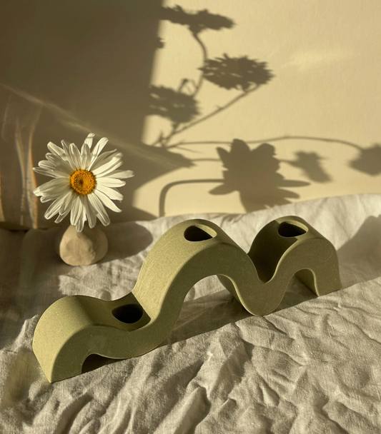 Handmade Wavy Green Candle Holder