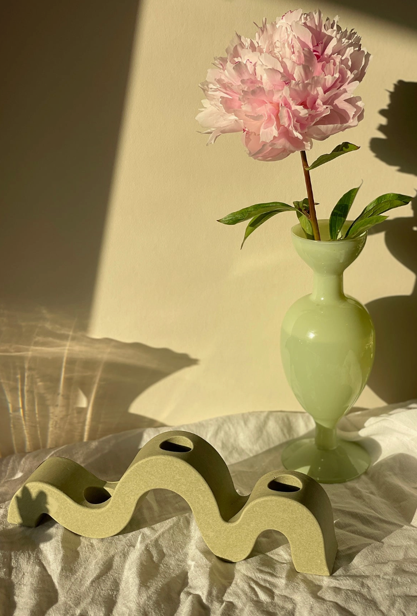 Handmade Wavy Green Candle Holder