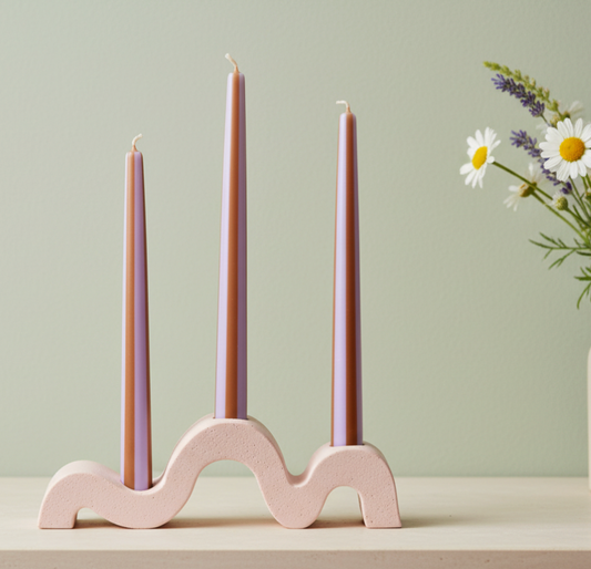 Handmade Wavy Pink Candle Holder