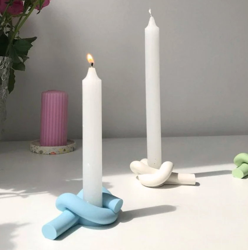 Blue Knot Candle Holder