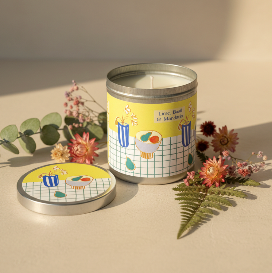 Lime‚ Basil & Mandarin Illustrated Candle