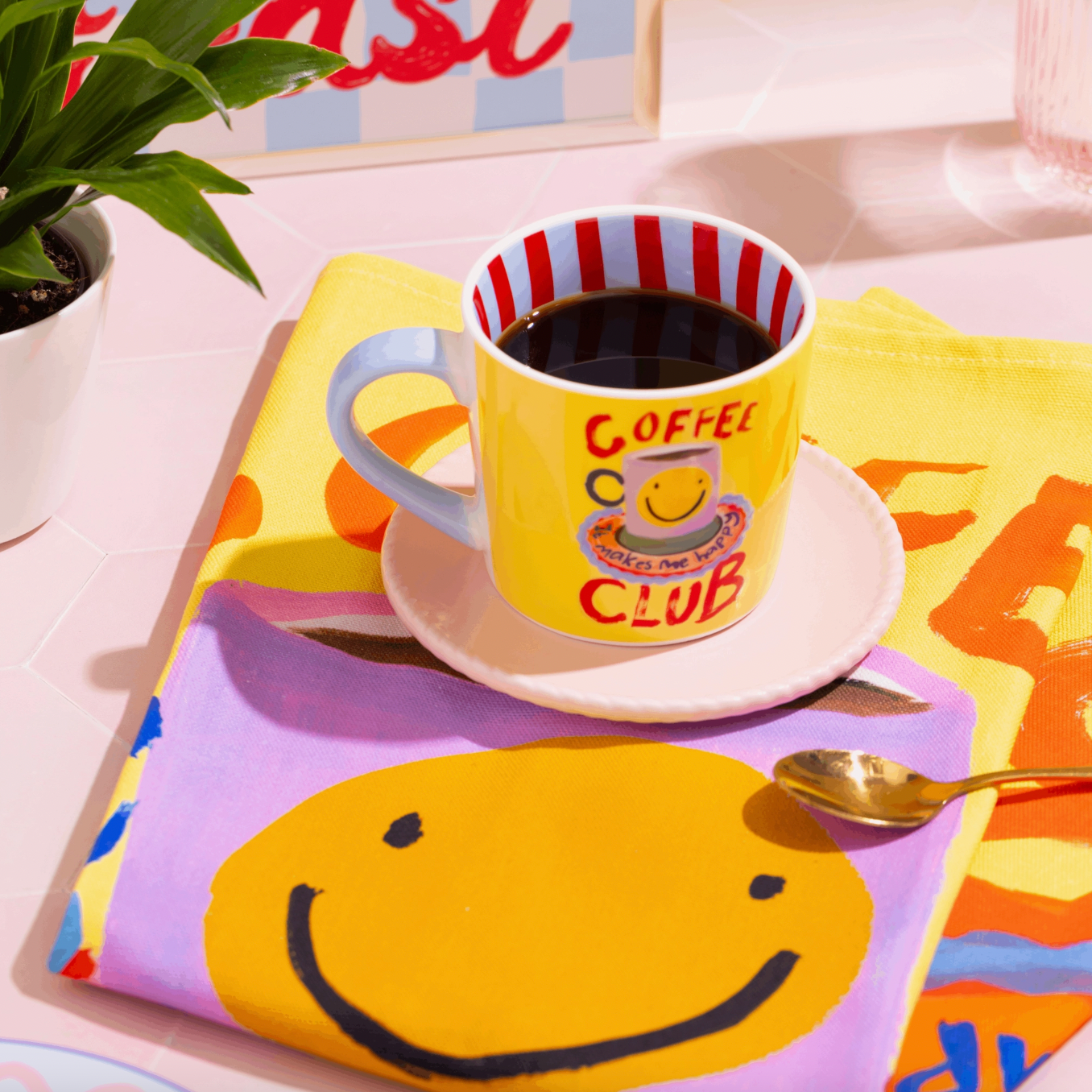 'Coffee Club' New Bone China Illustrated Mug 300ml