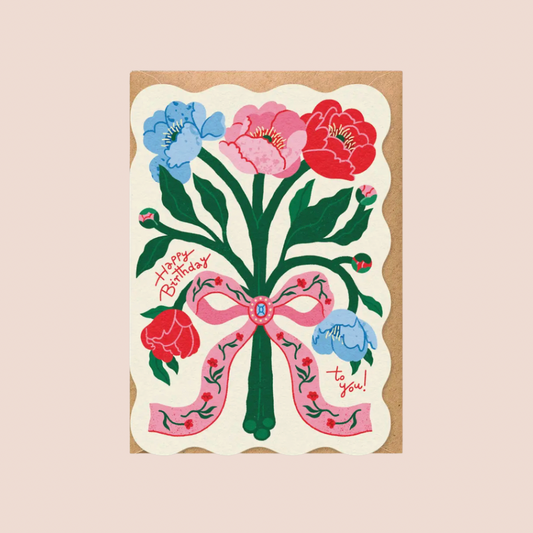 Happy Birthday To You Floral Bow Card