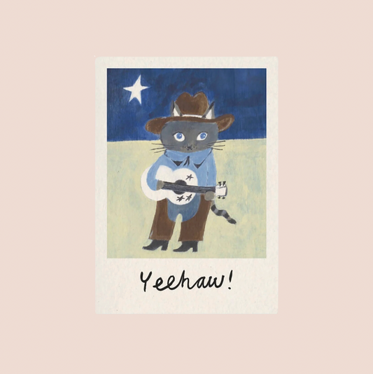Yeehaw Cowboy Cat Greetings Card