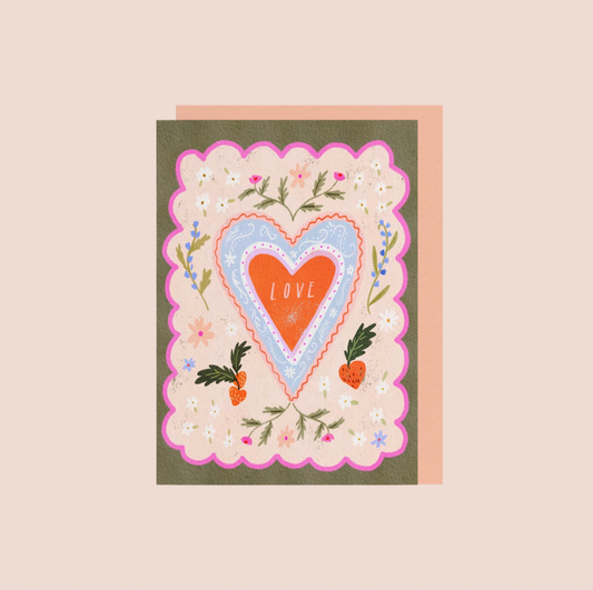 Folk Love Heart Card