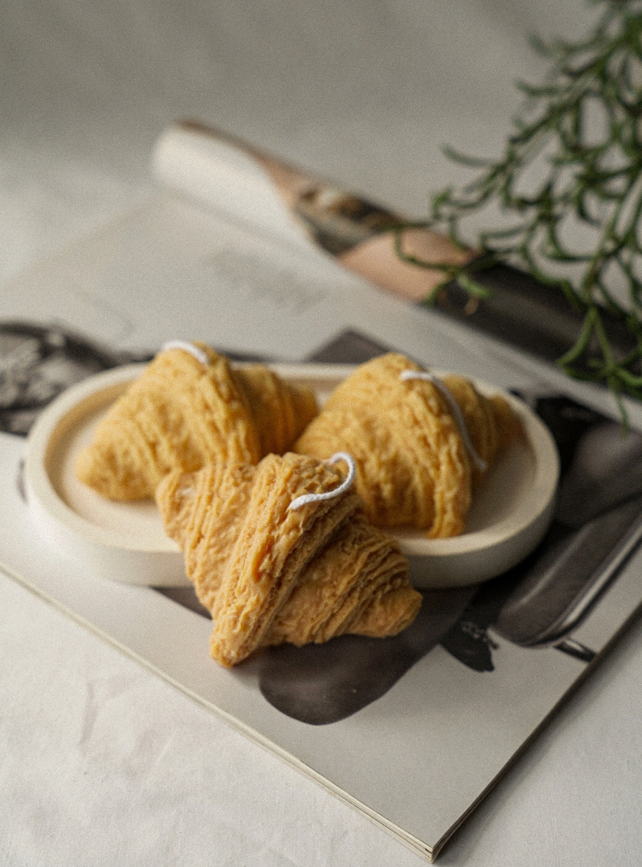 Handmade Croissant Candle - Hazelnut Vanilla Scent