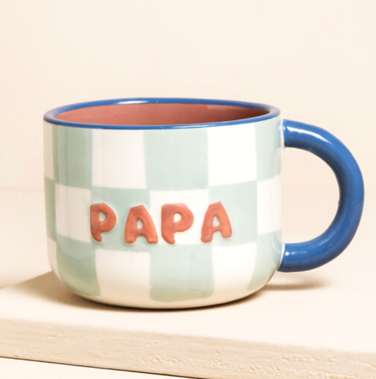 'Papa' Checkered Ceramic Mug